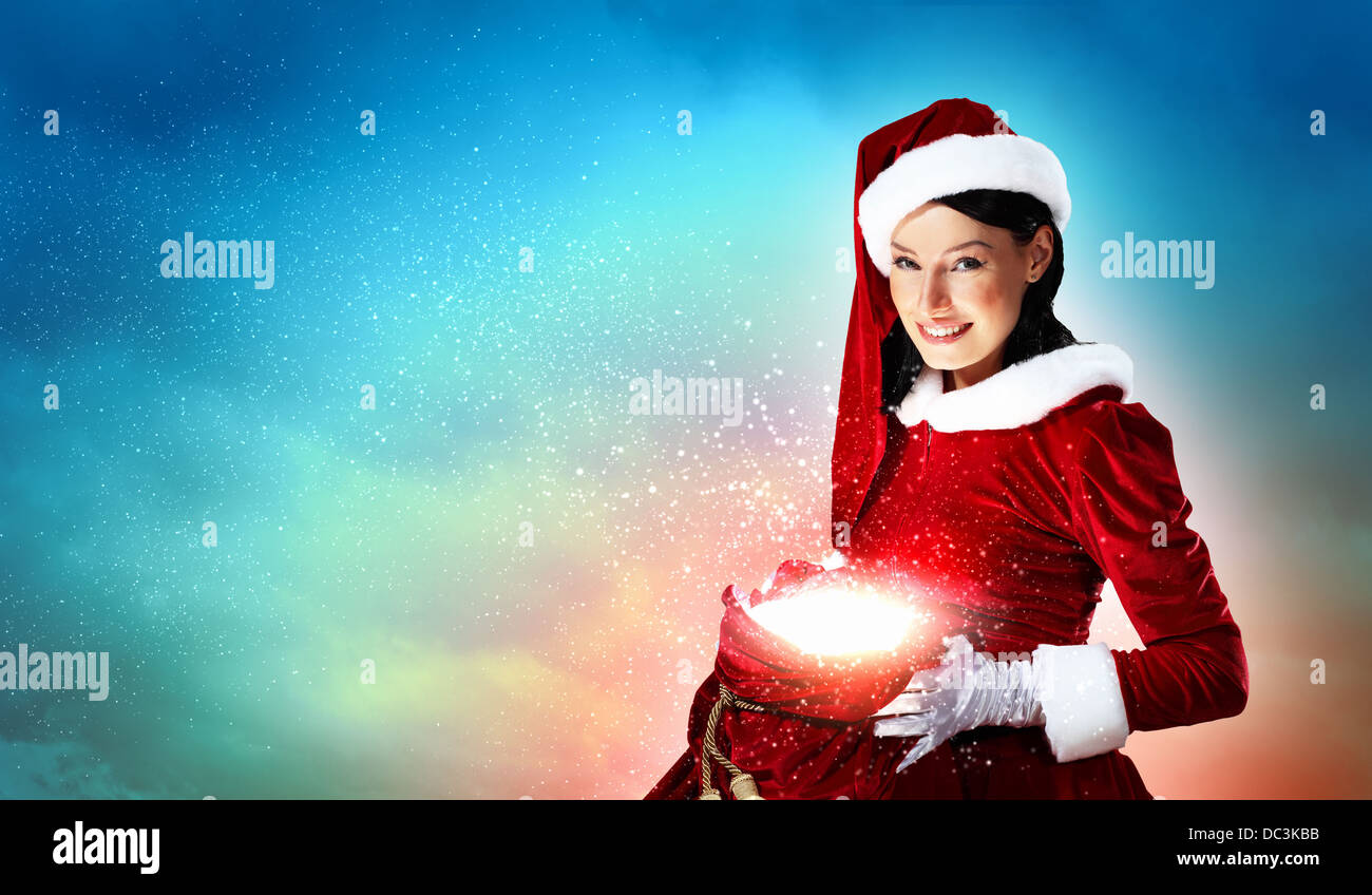 beautiful girl in santa costume Stock Photo - Alamy