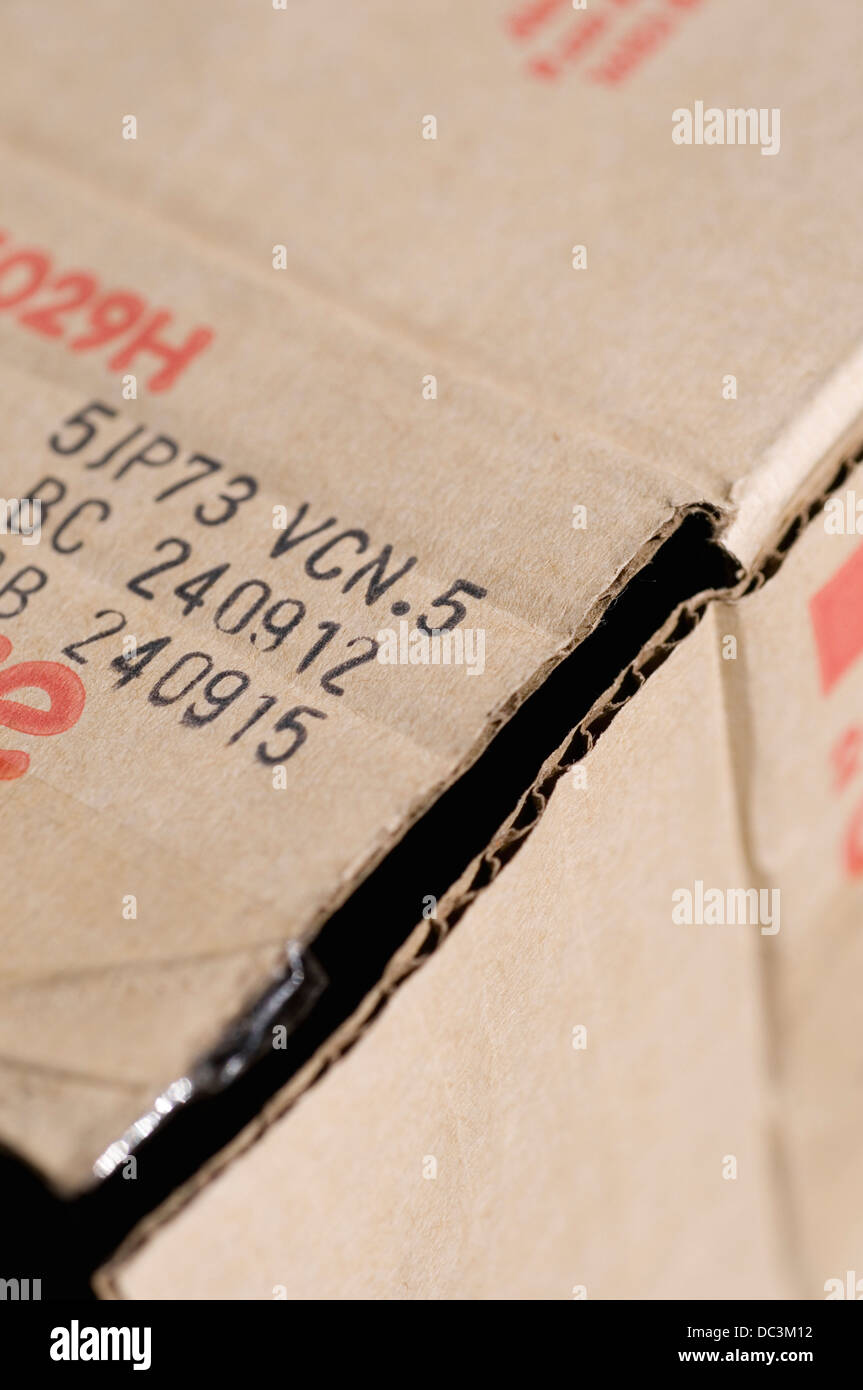 Product codes on cardboard box Stock Photo Alamy