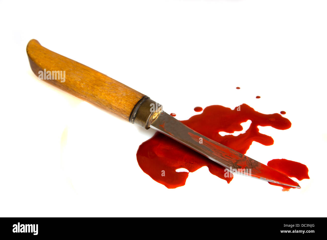 Blood and knife isolated Stock Photo