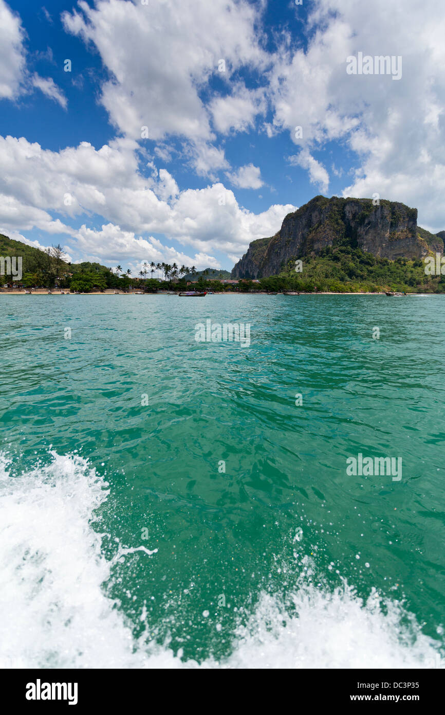 View onto Rock Formations on Ao Nang Beach in the Krabi Province, Thailand Stock Photo