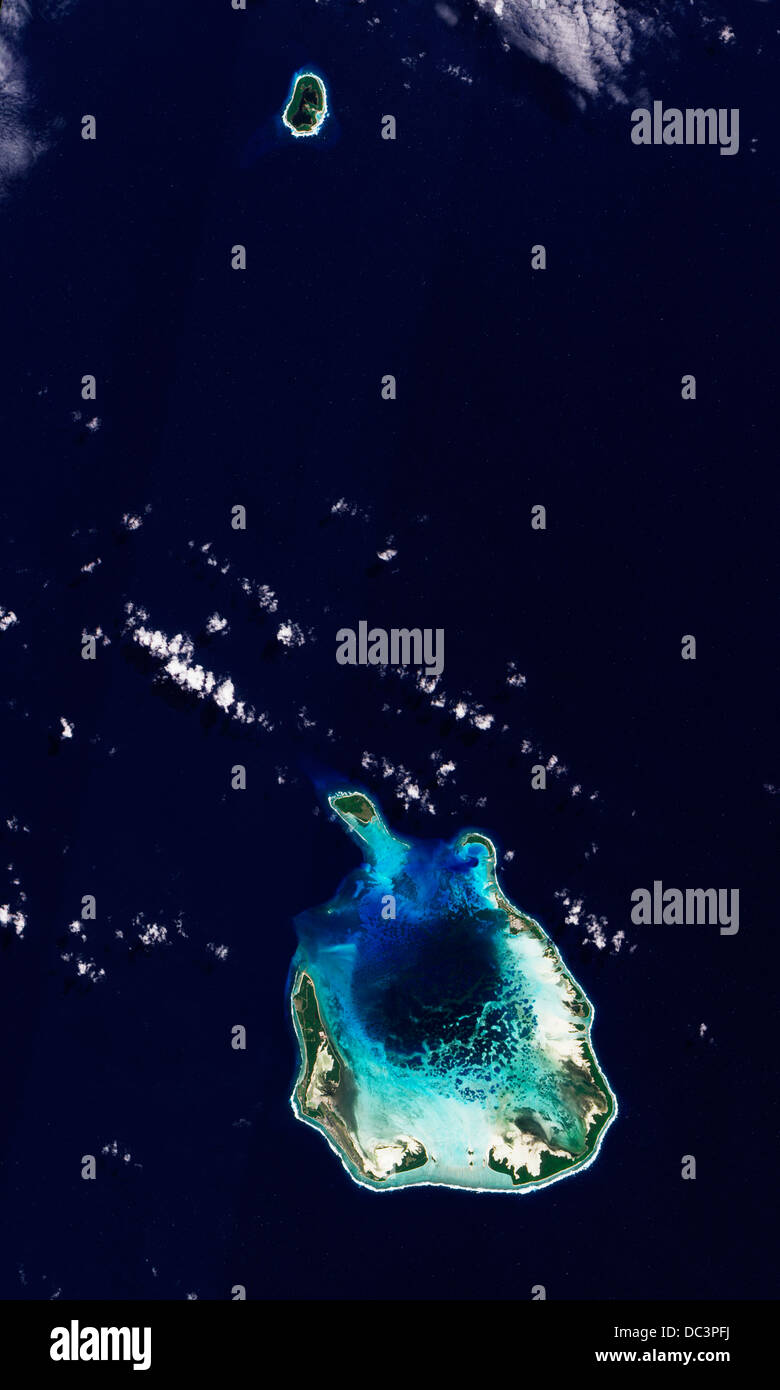 Satellite image of the Cocos (Keeling) Islands, Indian Ocean Stock Photo