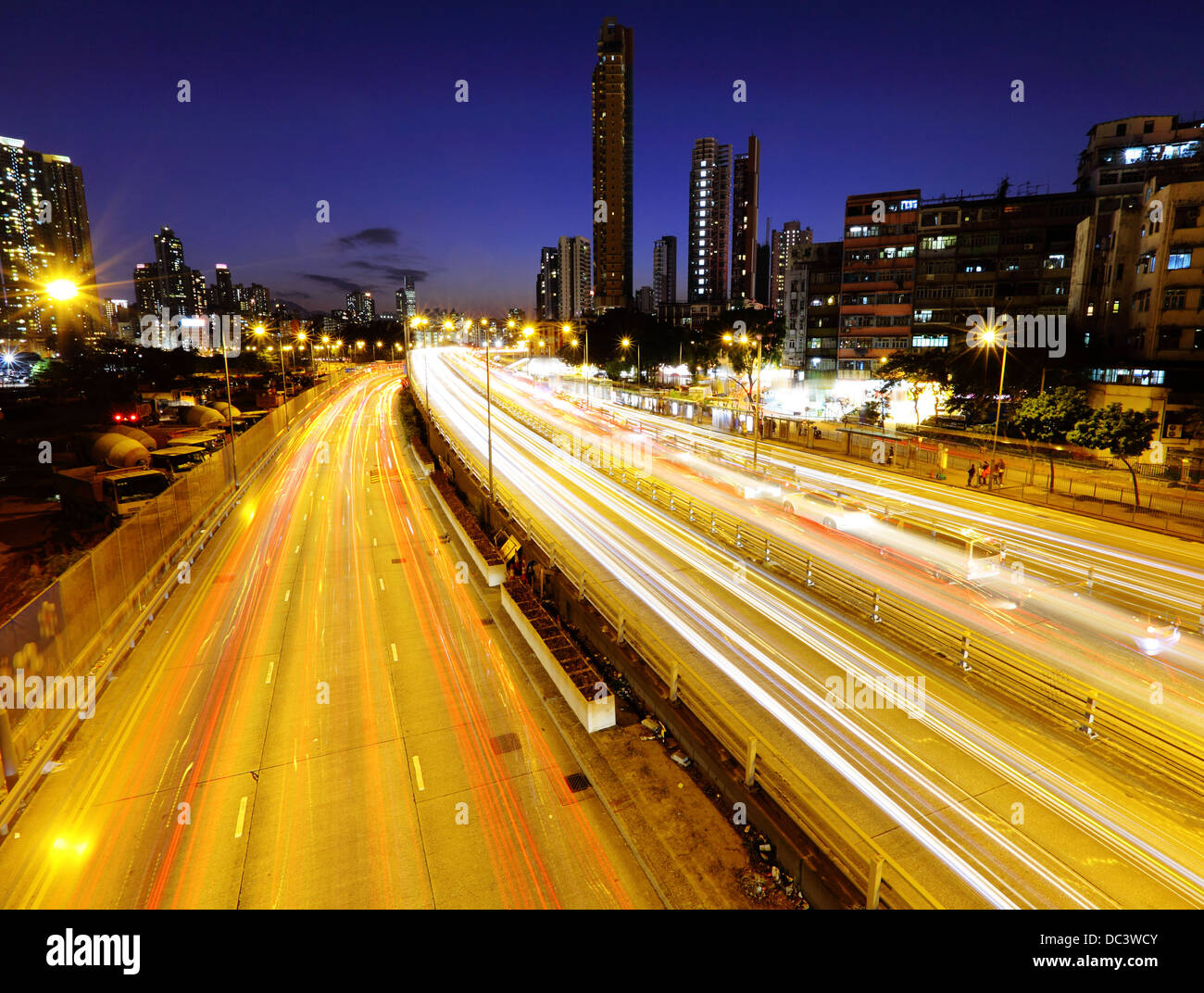 traffic light trails at night Stock Photo - Alamy