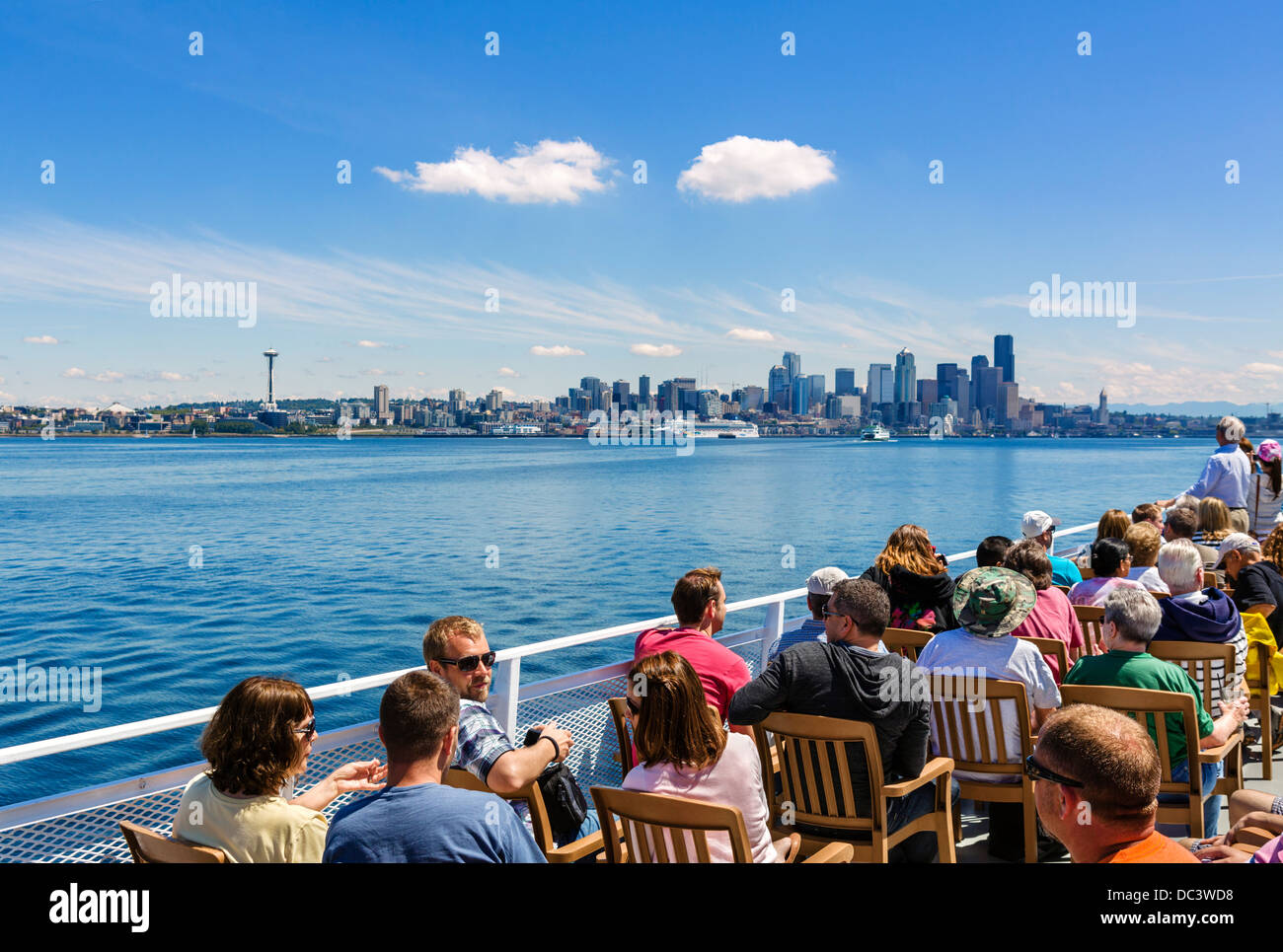 Downtown skyline from a harbor cruise round Puget Sound, Seattle, Washington, USA Stock Photo