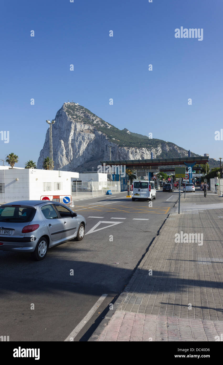 Entering Gibraltar at the border with Spain Stock Photo