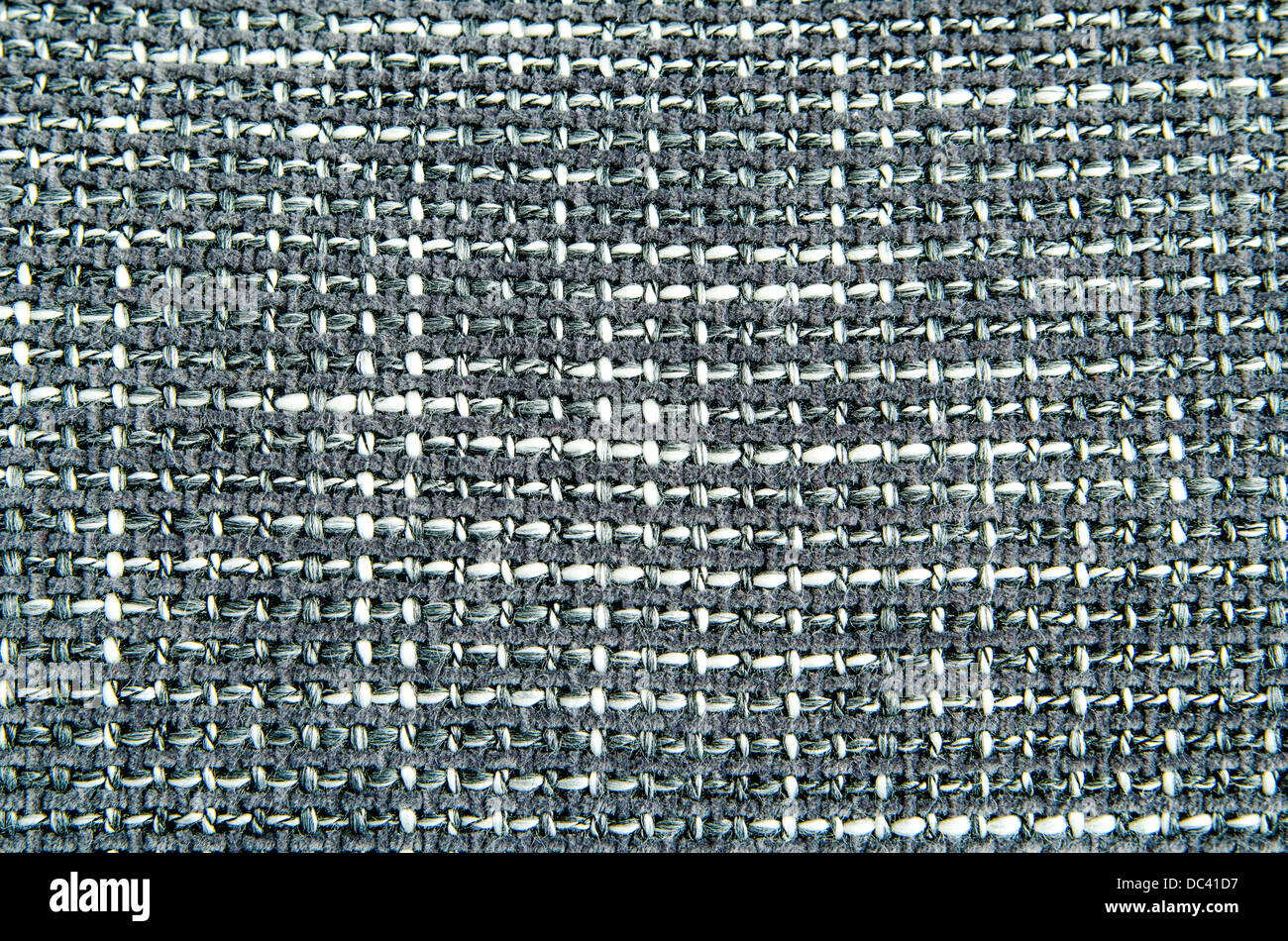 Linen texture close-up on a black and white piece of material Stock Photo