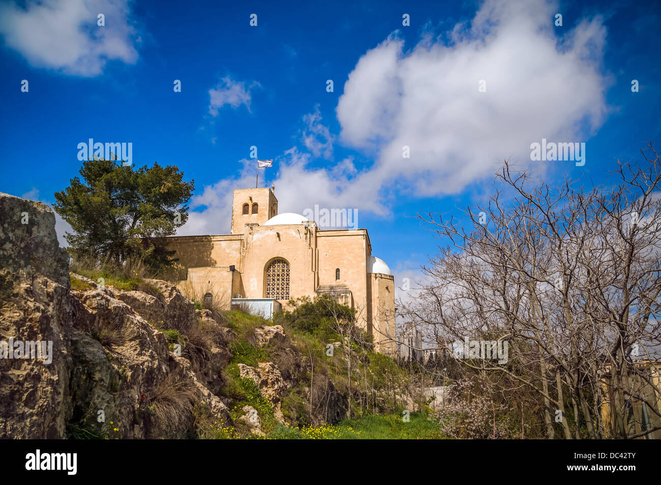 View on the St. Andrew's Scottish church in Jerusalem Stock Photo