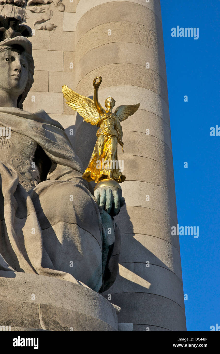 The France of Louis XIV, by Marqueste, detail. Pont Alexandre III, Paris, left bank, downstream. Stock Photo