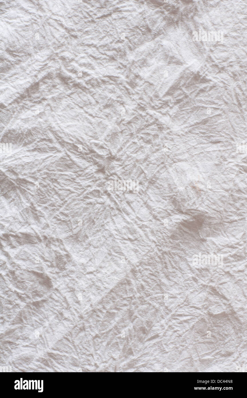 Crumpled rice paper texture close up Stock Photo