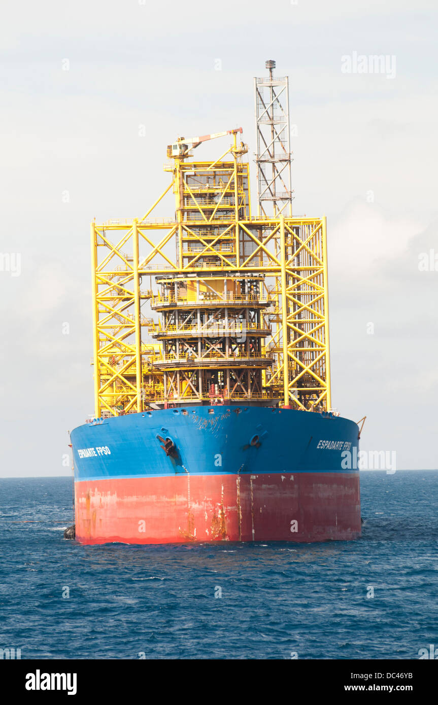 Espadarte FPSO Oil rig vessel, working for Petrobras Brazilian oil and gas company, at Campos