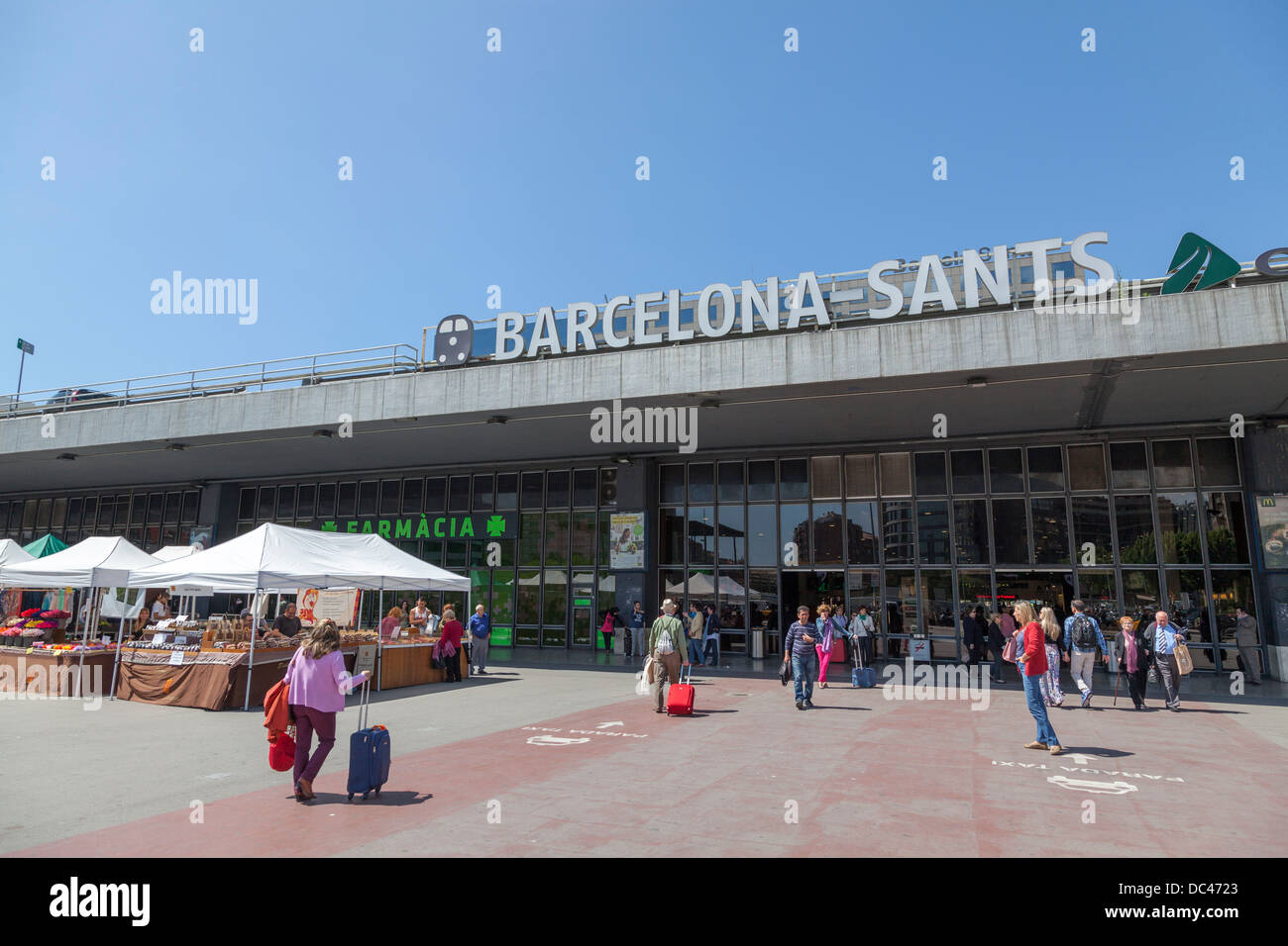Exterior of Barcelona Sants Railway Station. Stock Photo