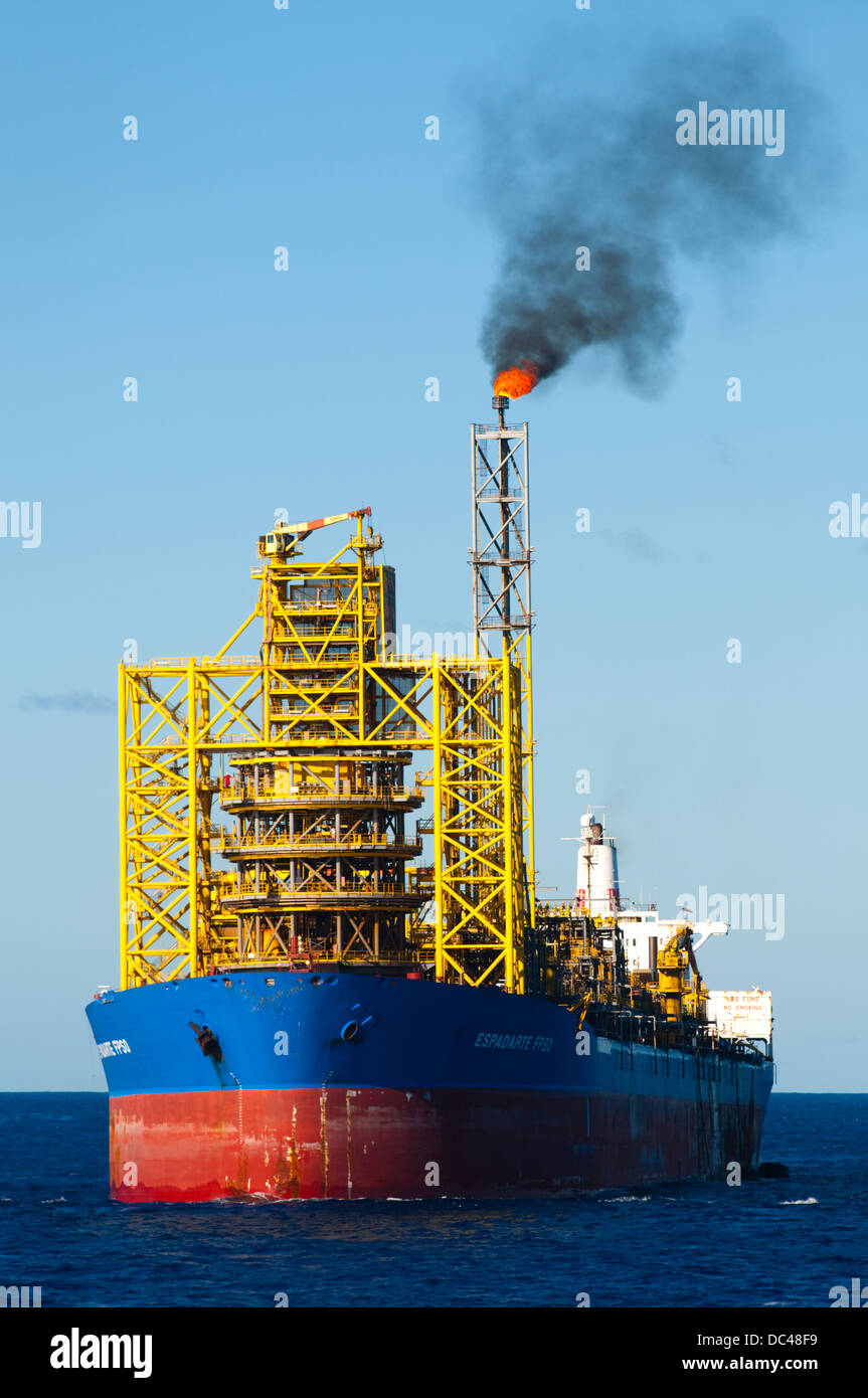 Espadarte FPSO Oil rig vessel, working for Petrobras Brazilian oil and gas company, at Campos