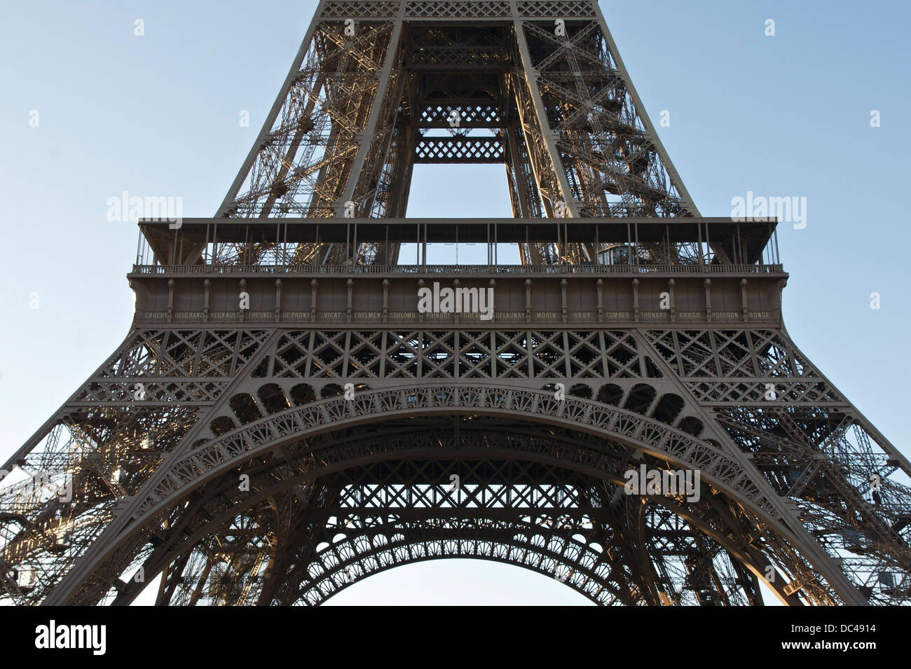 Eiffel Tower. 2nd floor. From Champ-de-Mars. Stock Photo