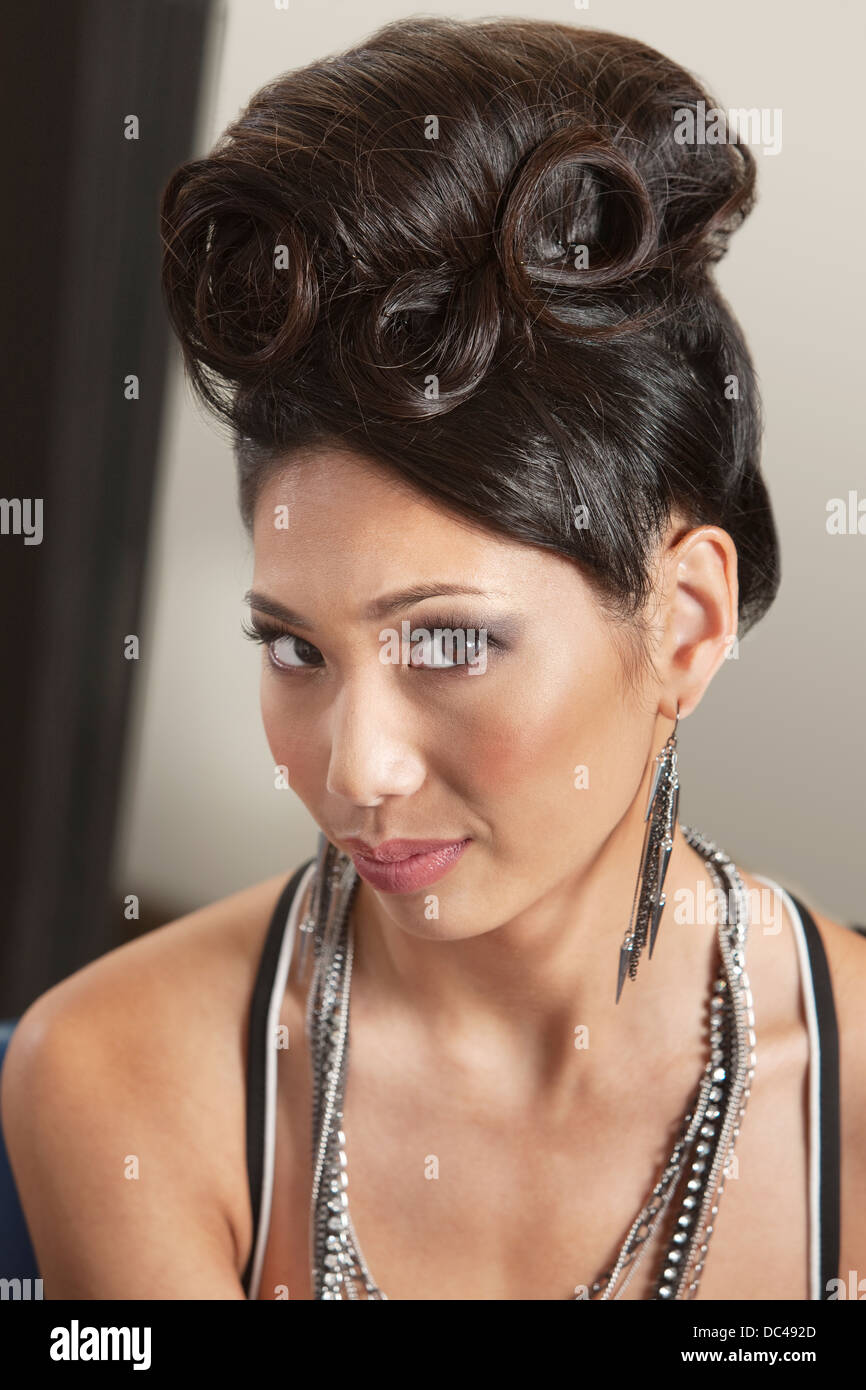 Woman in Retro Hairdo Stock Photo Alamy