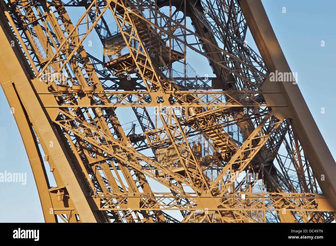 Eiffel Tower structural detail. Northern pillar staircase Stock Photo