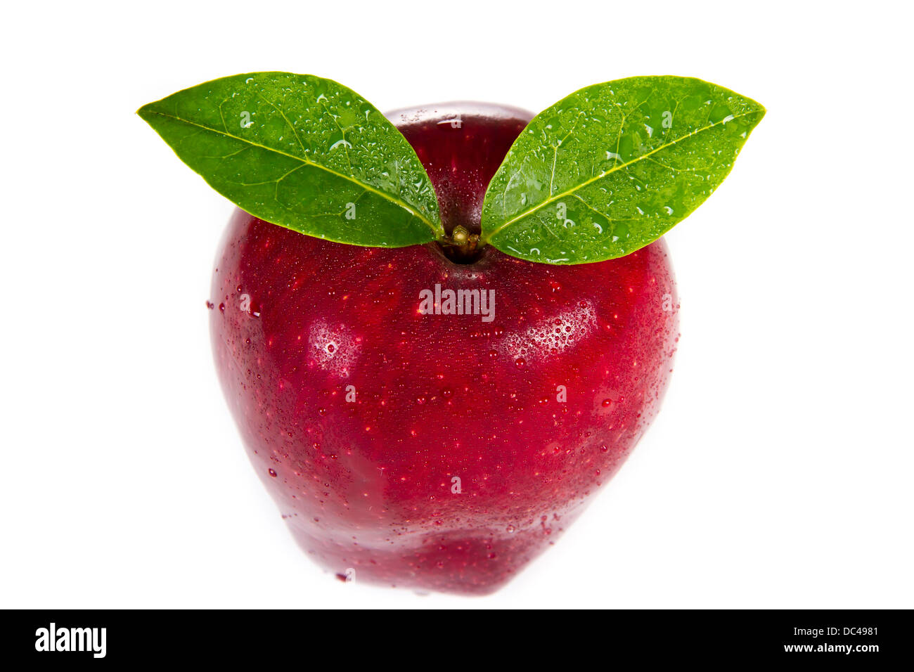 Fresh apple with leaves Stock Photo - Alamy