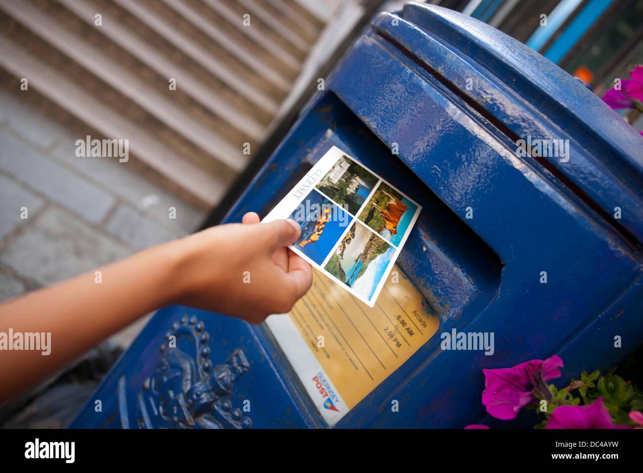 Guernsey Post Office Post Box and Postcard Stock Photo Alamy