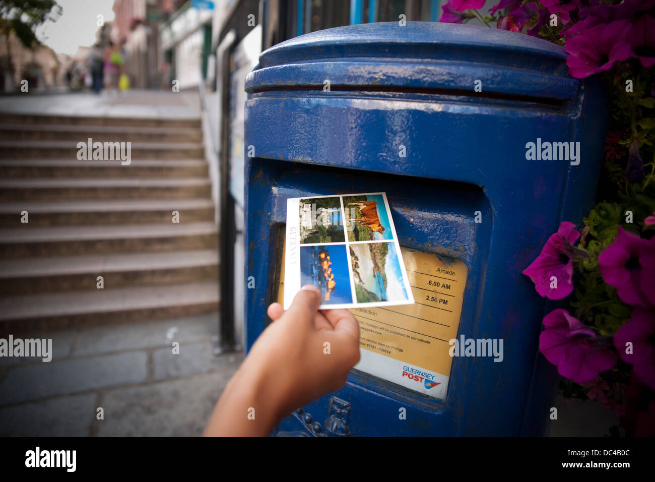 Guernsey Post Office Post Box and Postcard Stock Photo Alamy