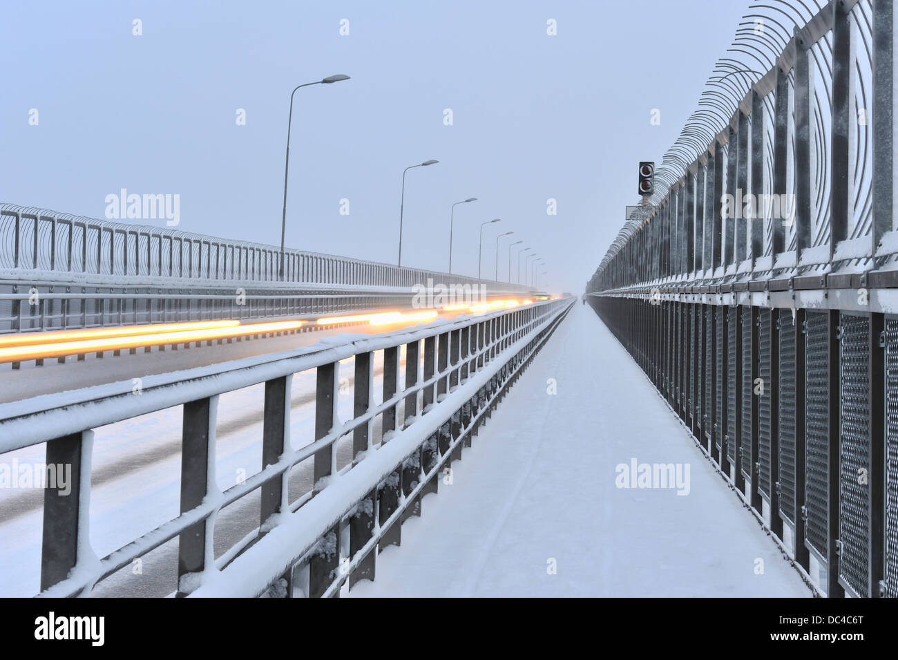 Bridge across the Tromsoysundet strait between mainland and Tromsoya Island, Tromso, Norway Stock Photo