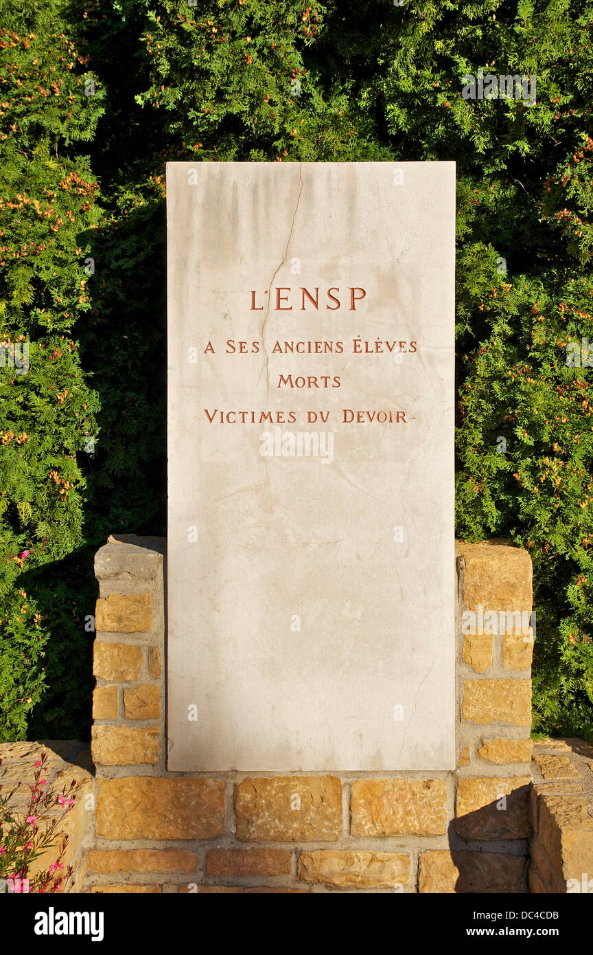 French National High Academy of Police. Monument to the memory of the alumni Victims of Duty, Saint-Cyr-au-Mont-d'Or, Rhône, Fra Stock Photo