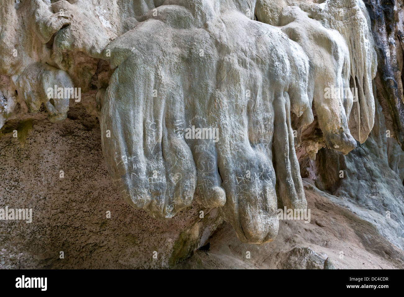 Limestone Hand on Railay Beach near Ao Nang, Thailand Stock Photo