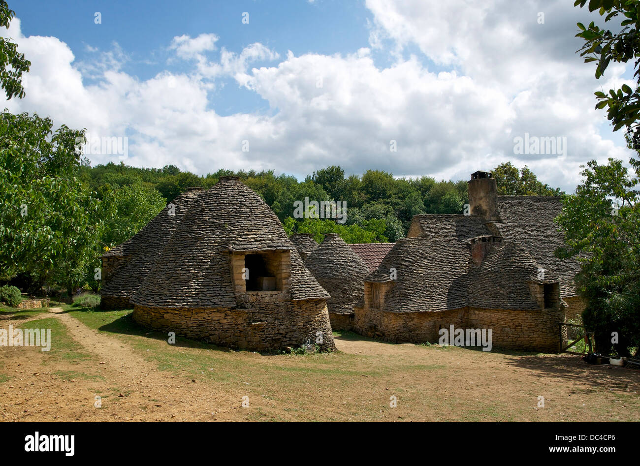 The village of the 'Cabanes du Breuil' in Saint-André d'Allas, Dordogne, France. Stock Photo
