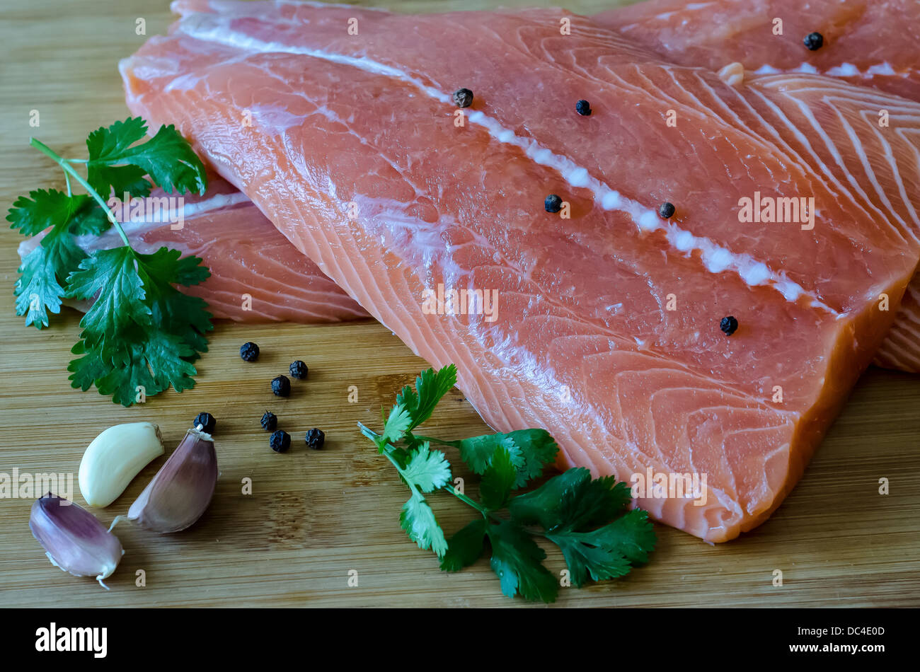 Salmon fillet with fresh herbs Stock Photo Alamy