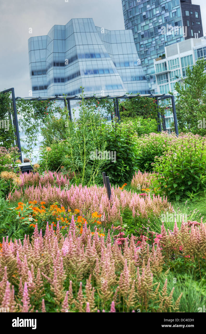 High Line in NYC with Landscaping. Stock Photo