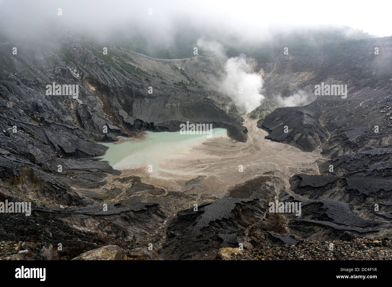 Kawah Ratu or Queen's Crater of Mount Tangkuban Perahu, Bandung, West Java, Indonesia Stock Photo
