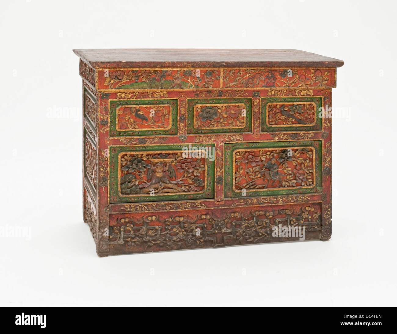 Red Lacquer Oak Altar Table From Zhejiang Province - Late 19thC Red Lacquer Oak Altar Table From Zhejiang Province - Late 19thC