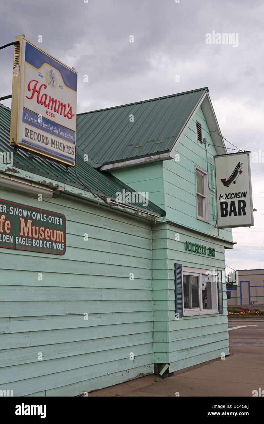 The exterior of the Moccasin Bar in Hayward, Wisconsin Stock Photo Alamy