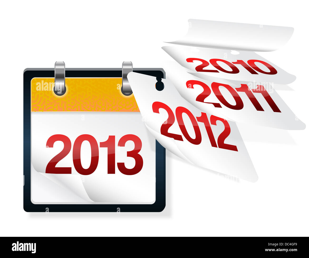 calendar with flying pages with years on them Stock Photo Alamy