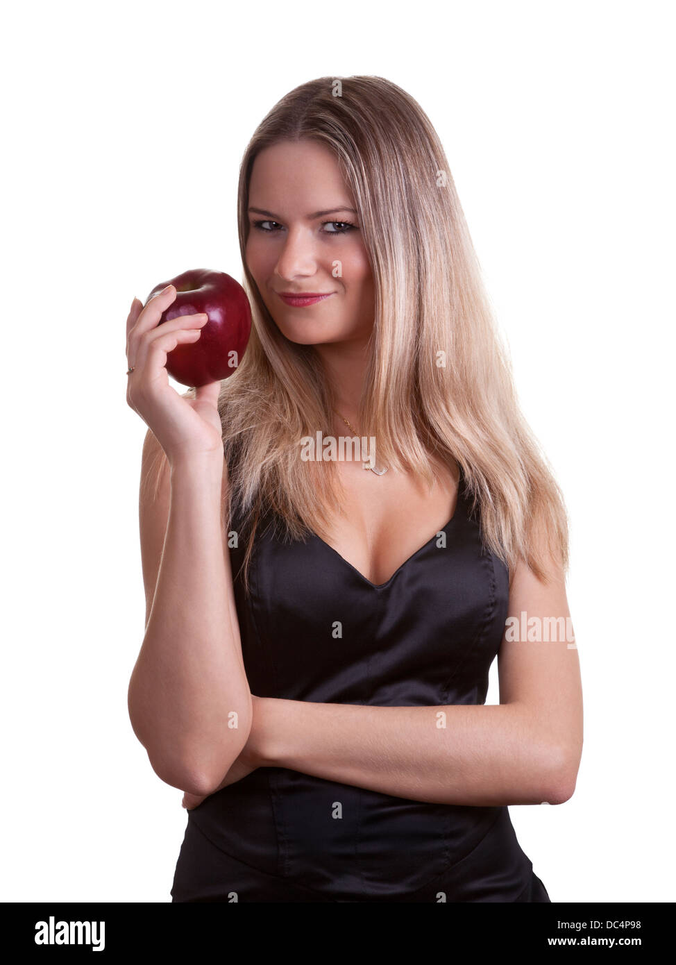 Girl With Apple Stock Photo