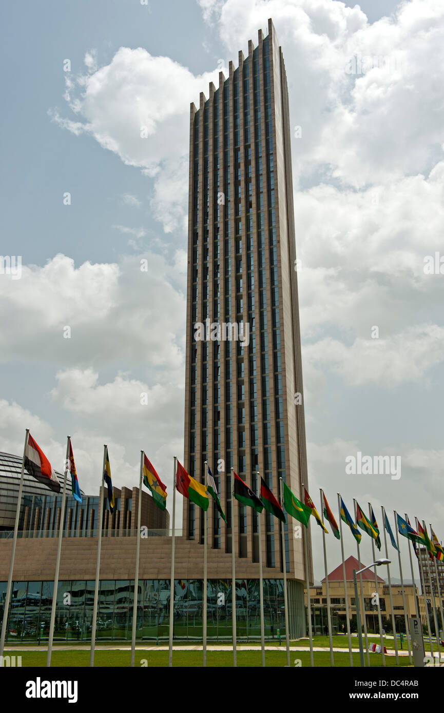 Skyscraper of the African Union Conference Center and Office Complex (AUCC), Addis Ababa, Ethiopia Stock Photo
