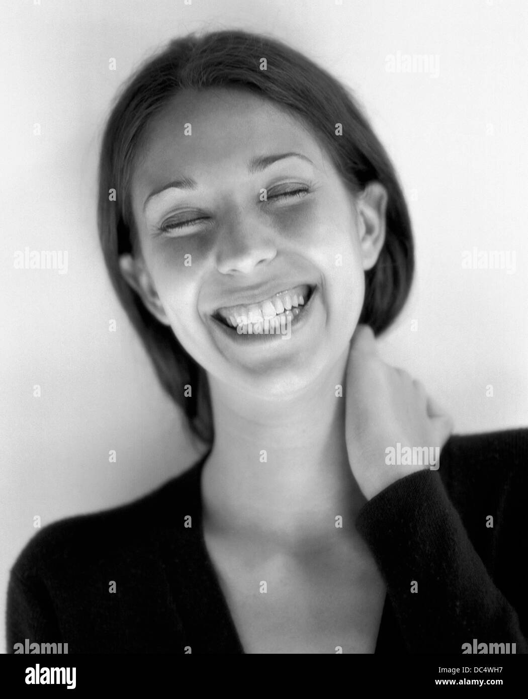 Laughing woman face fun Black and White Stock Photos & Images - Alamy