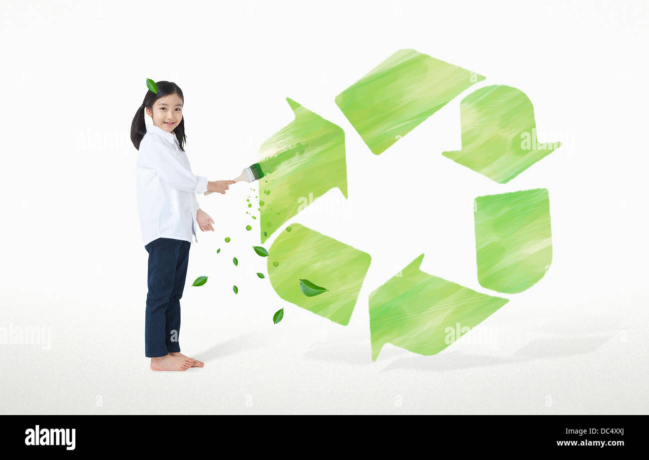 a kid and a concept of recycling Stock Photo - Alamy