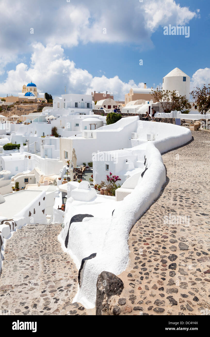 Footpath on the famous caldera at Oia Santorini Greece Stock Photo