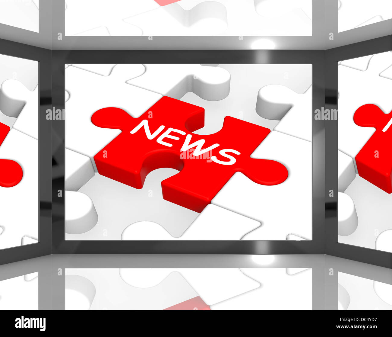 News On Screen Showing News Anchorman Stock Photo