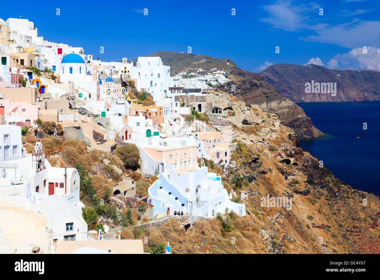 Buildings on the famous caldera at Oia Santorini Greece Stock Photo