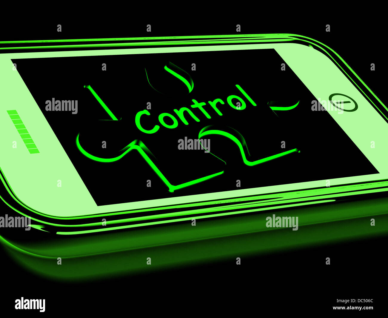 Control On Smartphone Shows Remote Controlling Stock Photo - Alamy