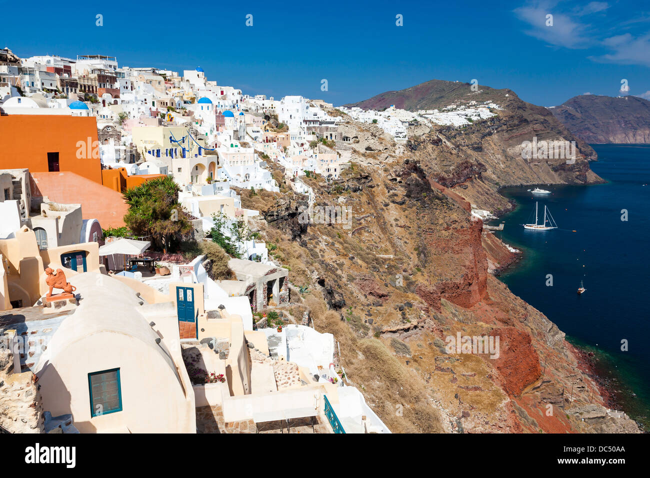 Buildings on the famous caldera at Oia Santorini Greece Stock Photo