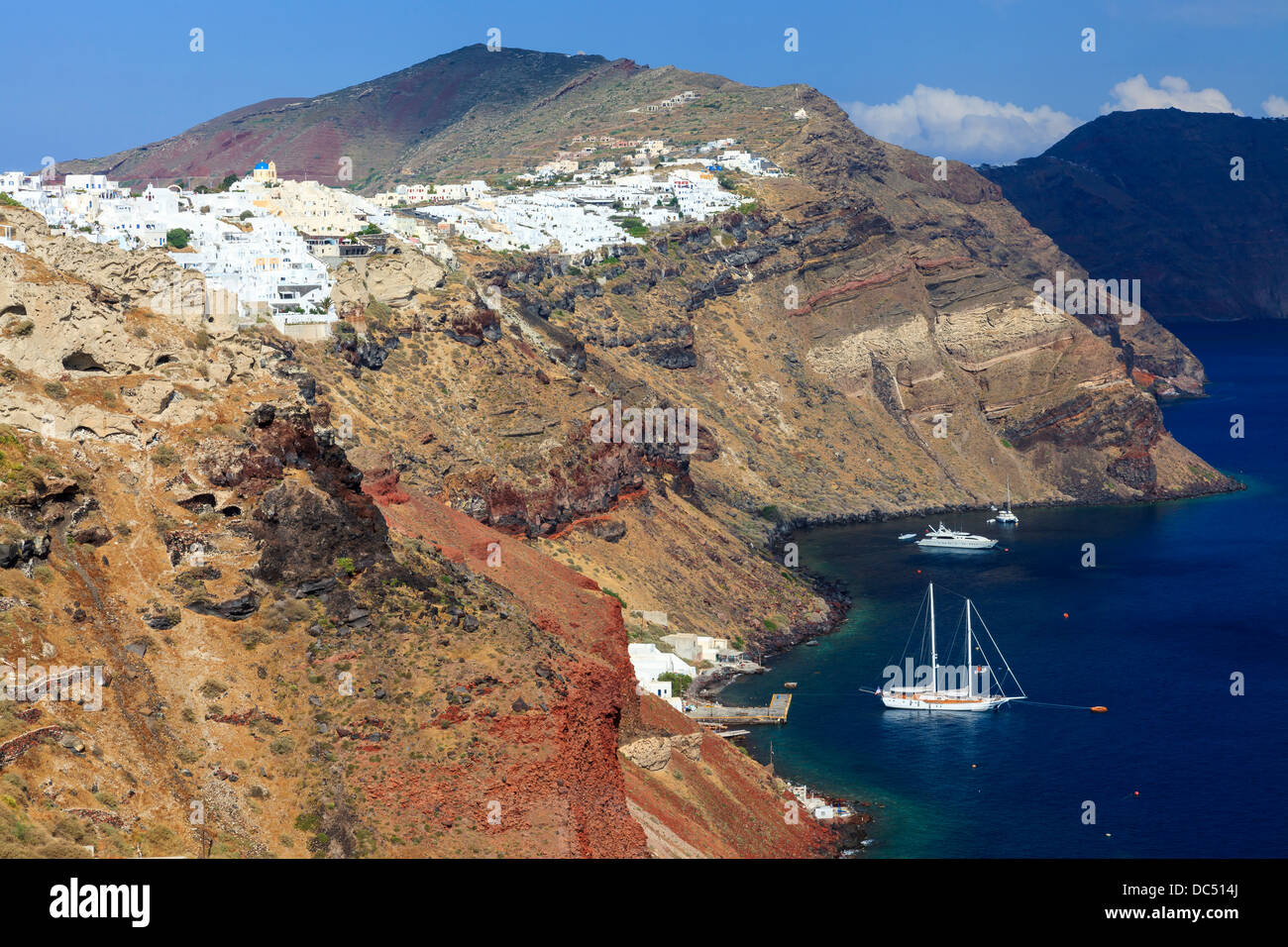 Buildings on the famous caldera at Oia Santorini Greece Stock Photo