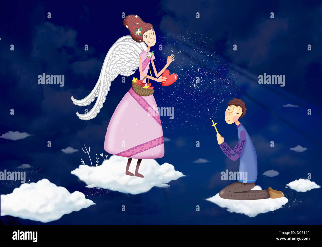 illustration of angel in the night sky Stock Photo - Alamy