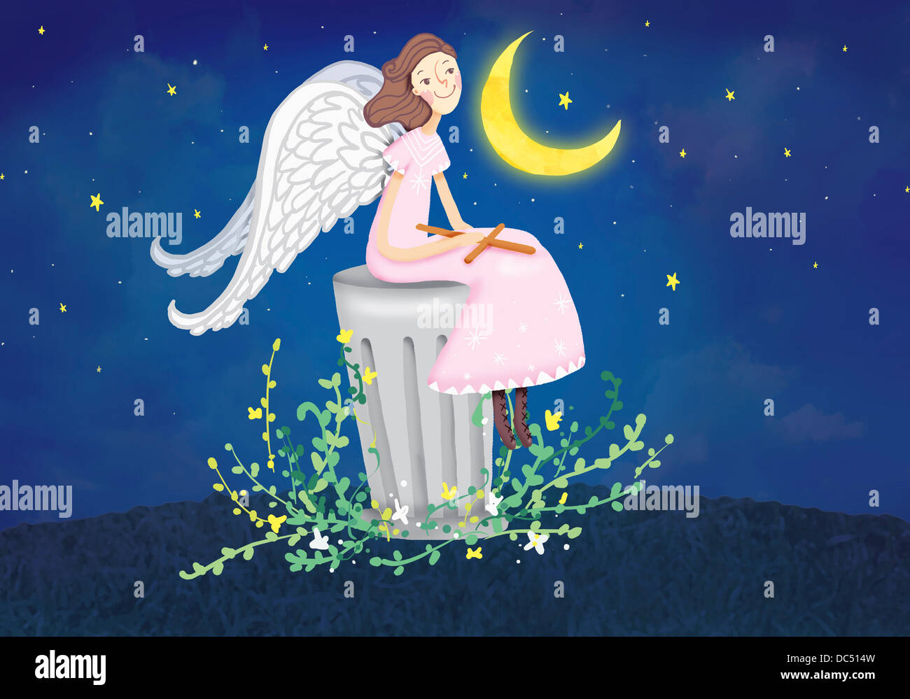 illustration of angel in the night sky Stock Photo - Alamy