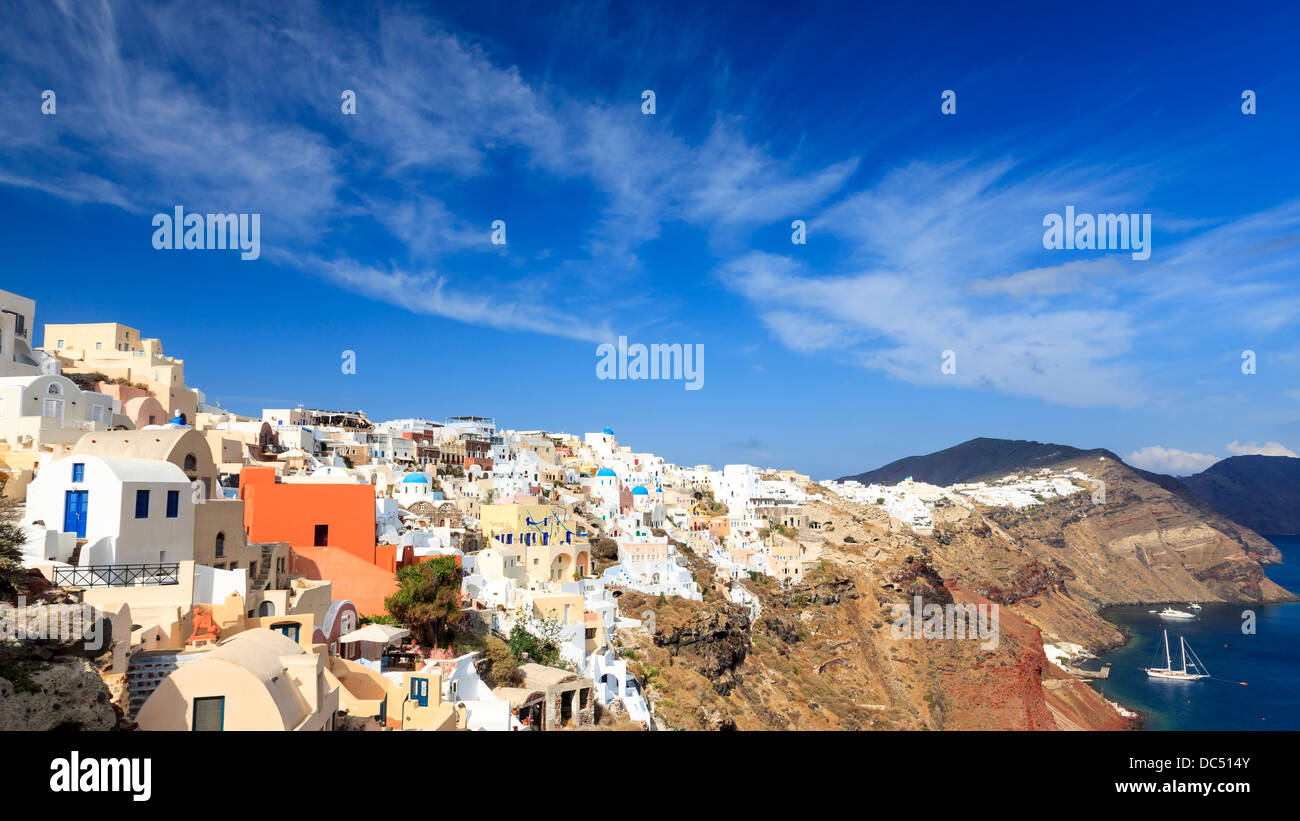 Buildings on the famous caldera at Oia Santorini Greece Stock Photo
