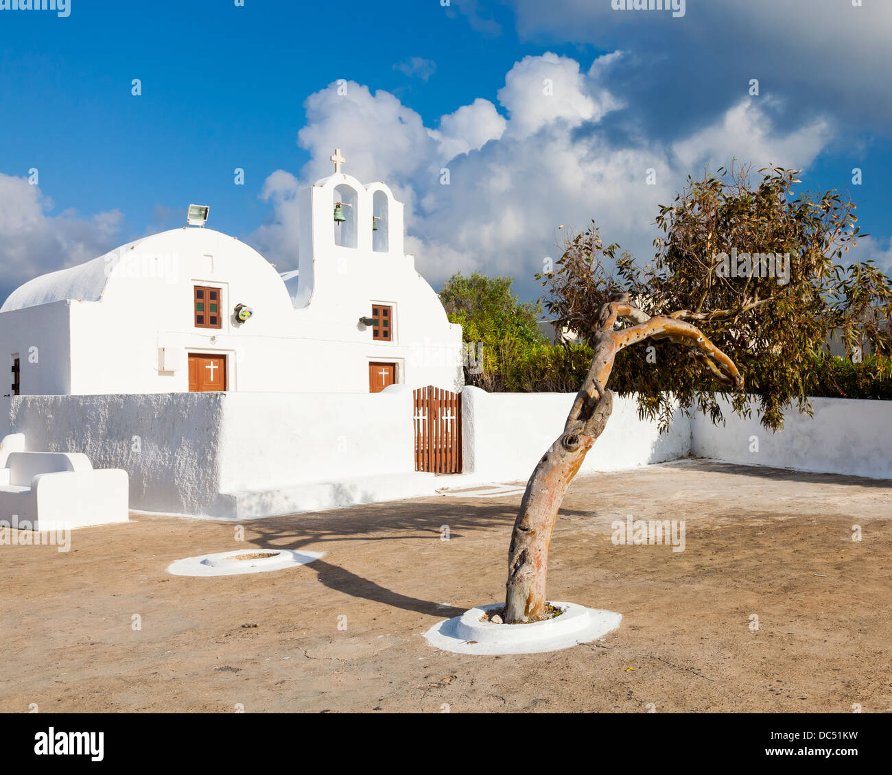 Tiny greek church at Oia Santorini Greece Europe Stock Photo