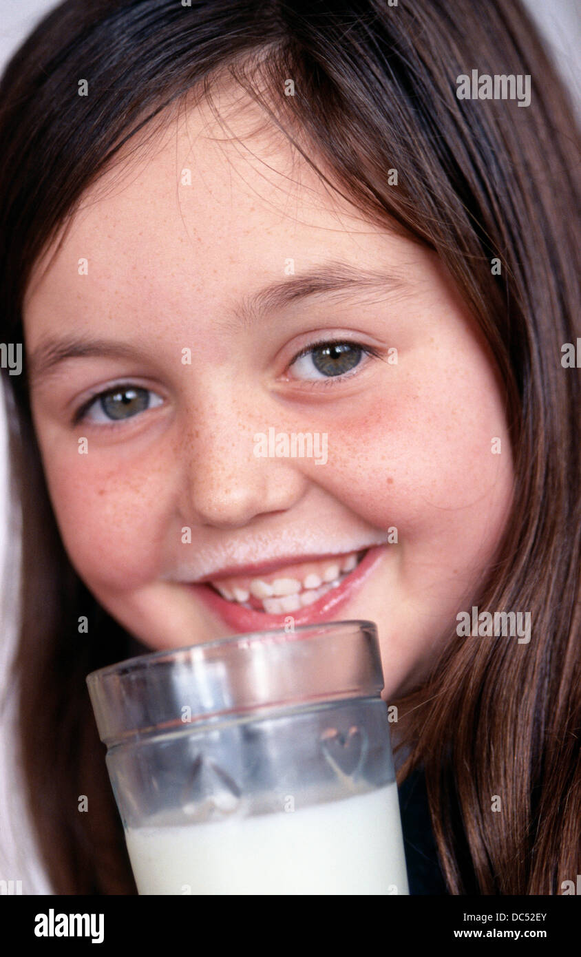 Girl drinking milk Stock Photo Alamy