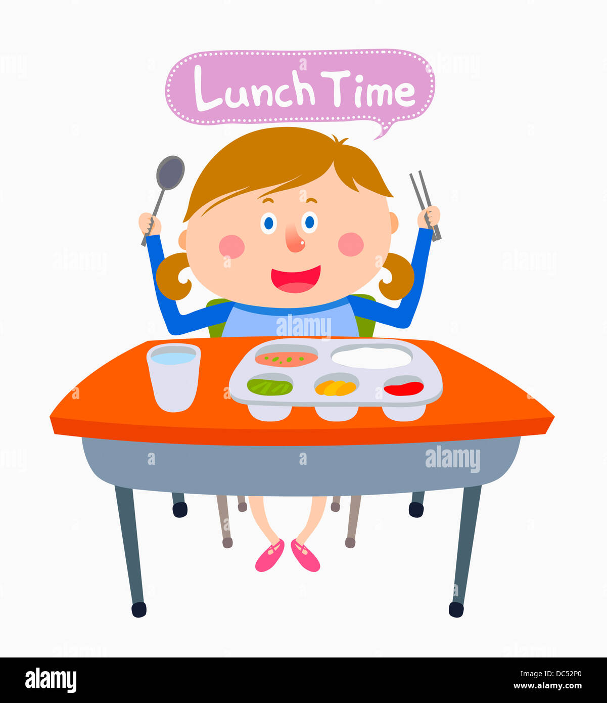 illustration of a student in lunch time Stock Photo - Alamy