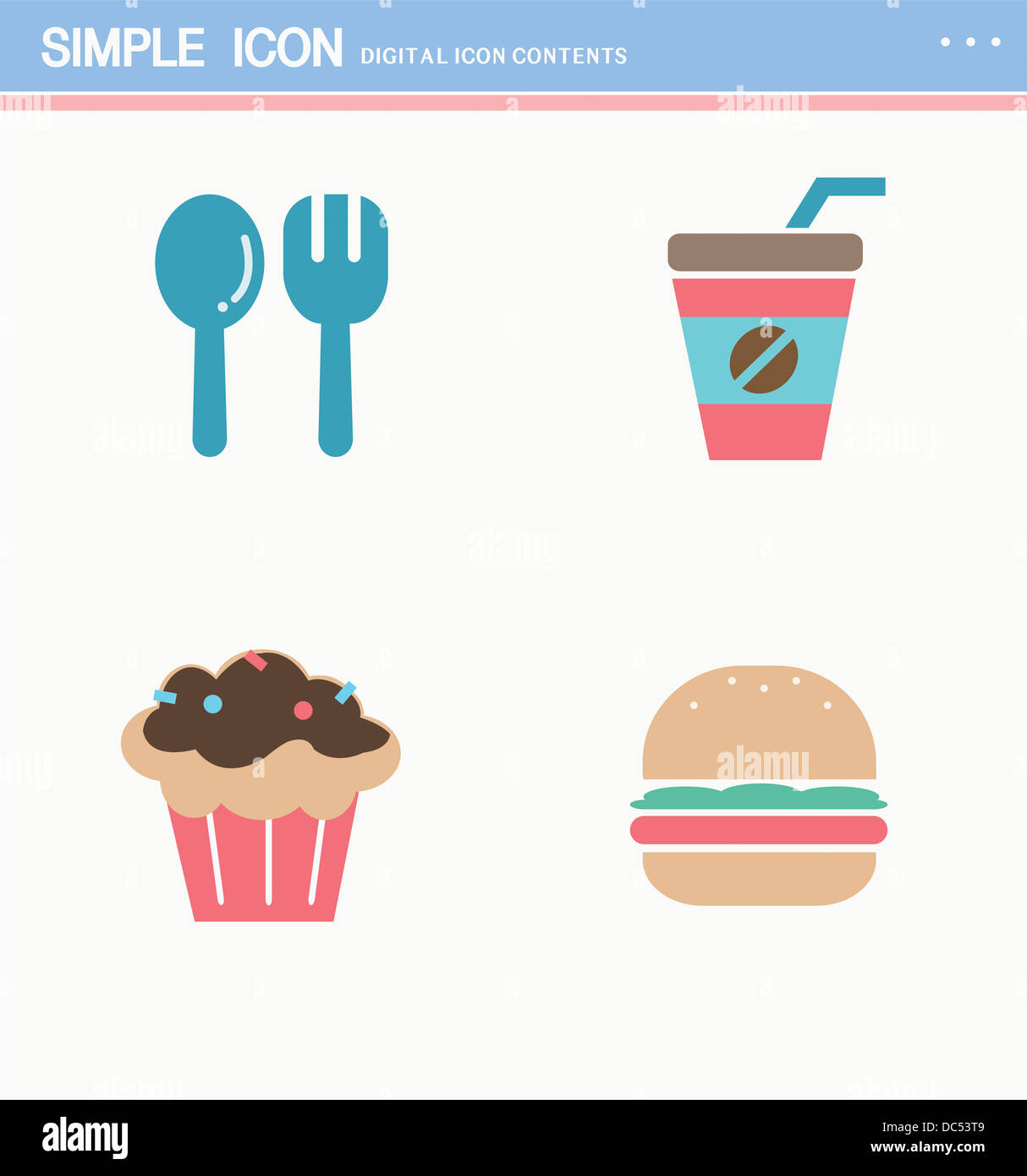 illustration of simple icons related to food Stock Photo - Alamy