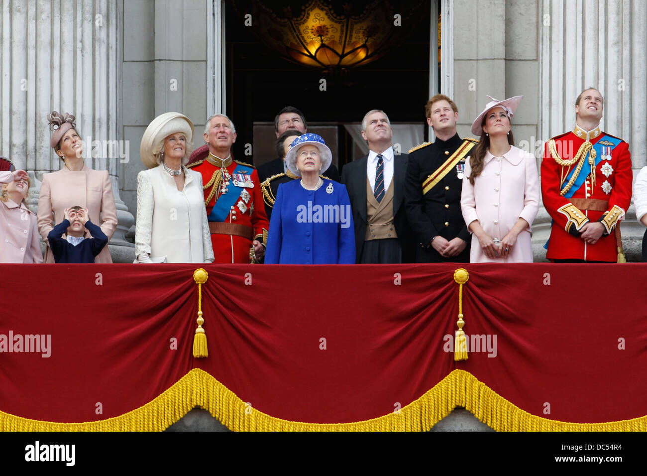 (L-R) Prince Edward, Earl of Wessex, Lady Louise Windsor, Sophie, Countess of Wessex, Camilla, Duchess of Cornwall, Prince Charl Stock Photo
