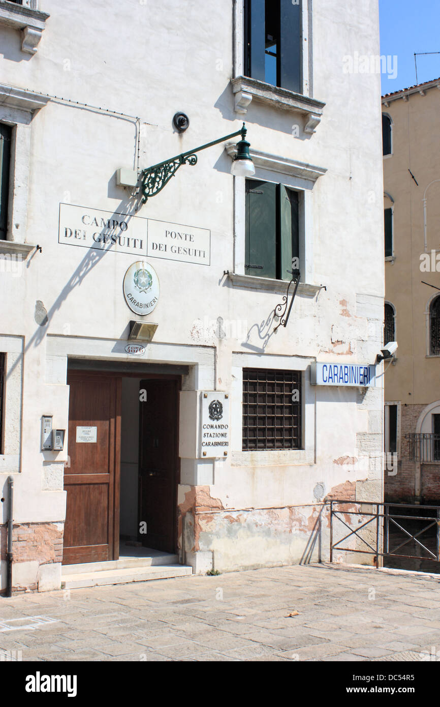 Venetian police station at Campo dei Gesuiti Stock Photo
